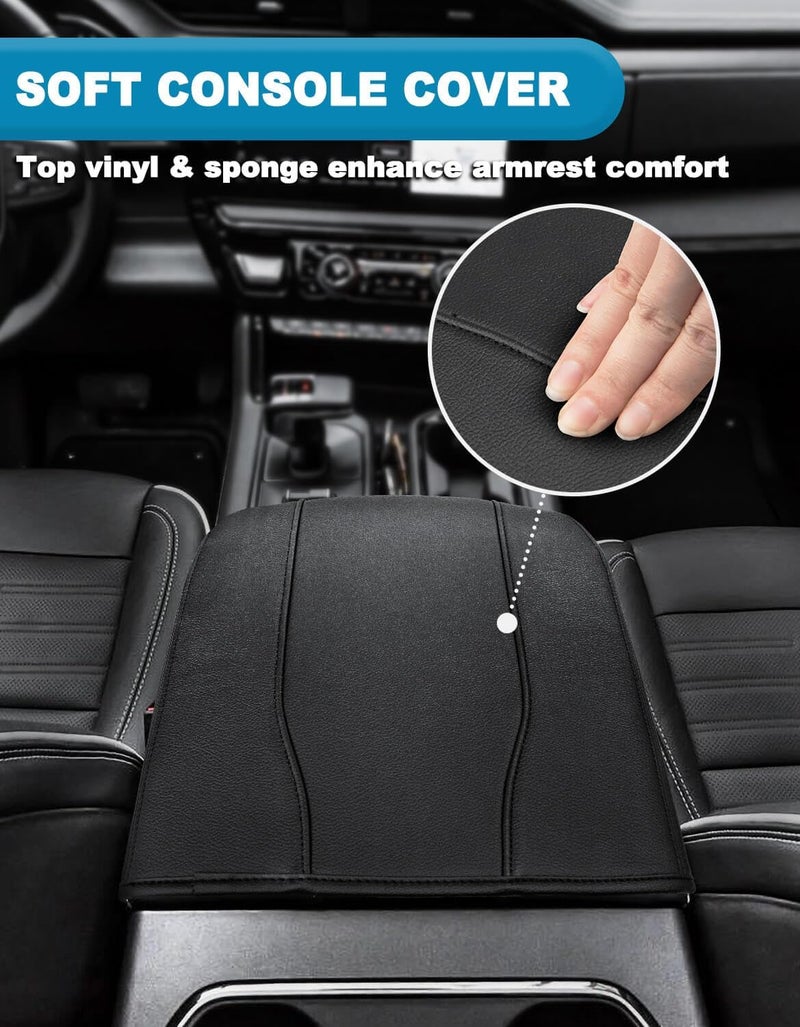Eaglecover Center Console Armrest Cover for Chevy Silverado & GMC Sierra 2019-2026, Yukon & Tahoe & Suburban 2021-2026, Floor Console Bucket Seat Only, Vinyl Middle Console Cover, Scratchproof, Black - Image 3
